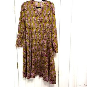 Cotton floral block print dress by Generation Basic, Long sleeve Size 14